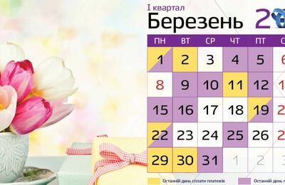 Календар бухгалтера на березень 2021 року